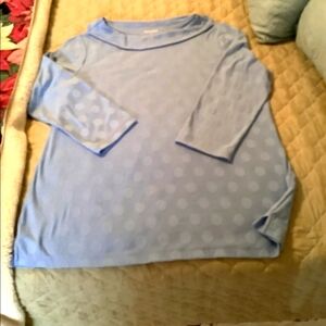 Kim Rogers tunic top long long sleeves, Blue polkadotted size medium🦋🦋